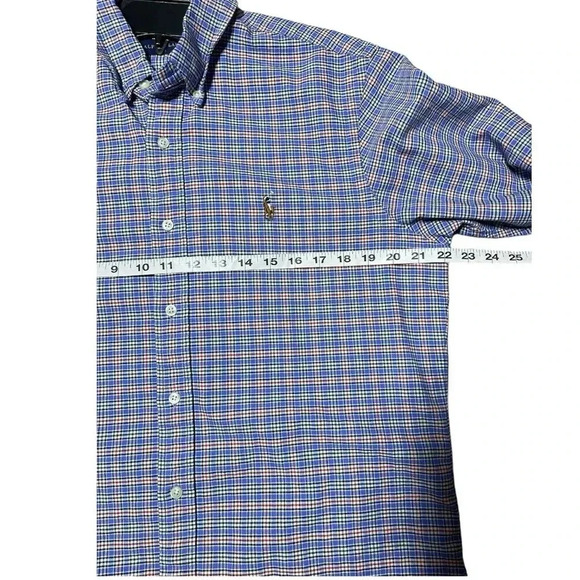 Ralph Lauren Long Sleeve Button Down M Blue Red White Plaid Flesh Pony‎ Preppy - Picture 3 of 12